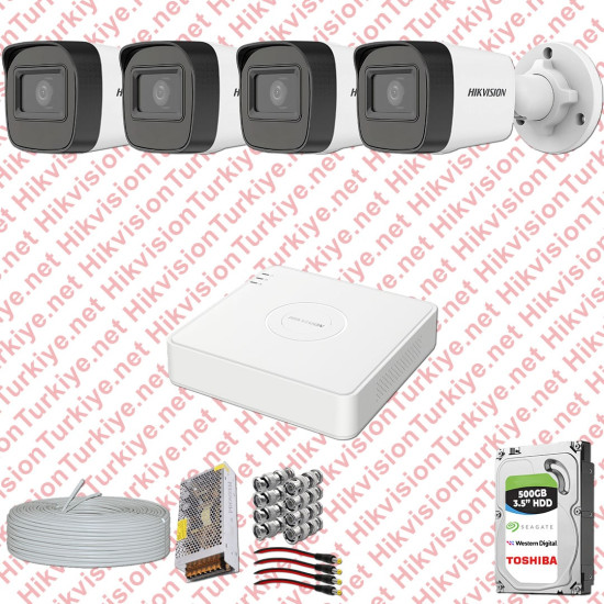 Hikvision 04 Kamera Fullhd Güvenlik Kamerası Seti 500gb Hdd